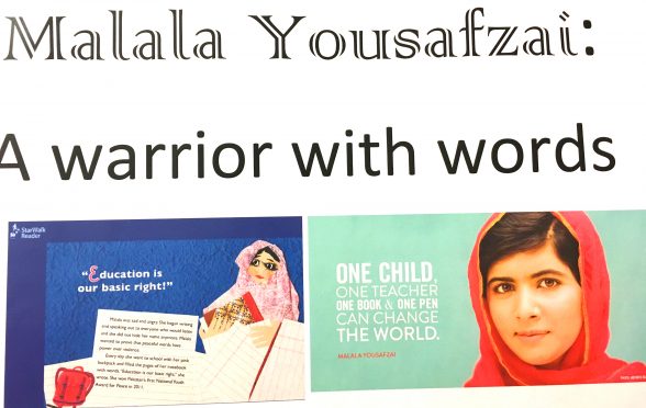 Collage mit Malala Yousafzai, der pakististanischen Friedennobelpreisträgerin
